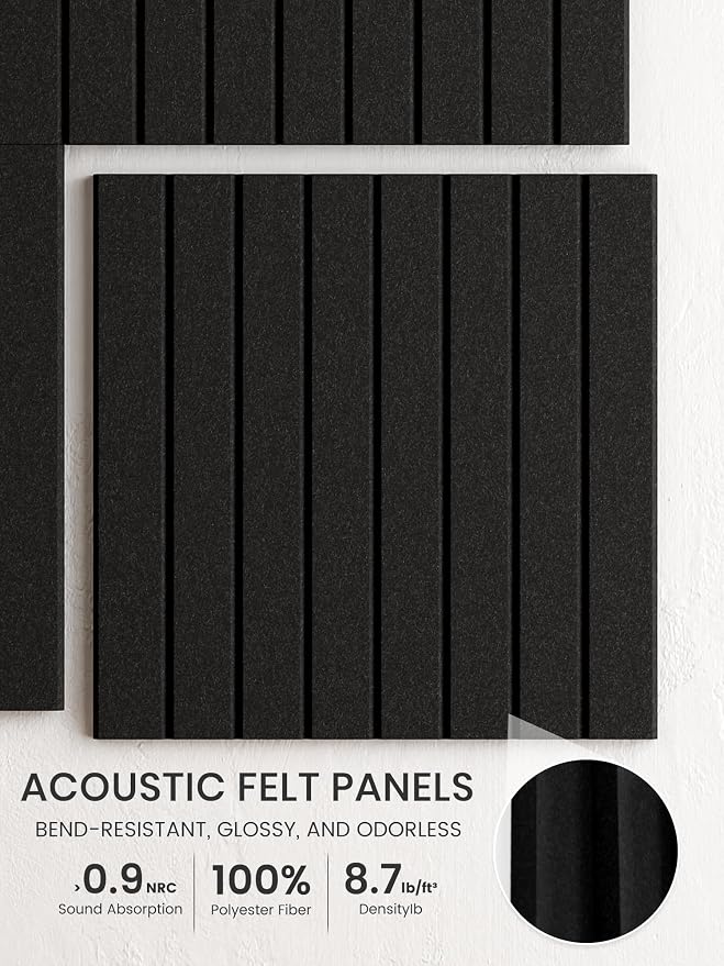 Bumusty 48"x 36" Large Felt Bulletin Board Tiles, Black | 12-Pack Cork Board Alternative, Wall Decor, 30 Pushpins, 60 Adhesive Tabs, Vision Board, Office, Classroom, Home, Dorm - Image 3