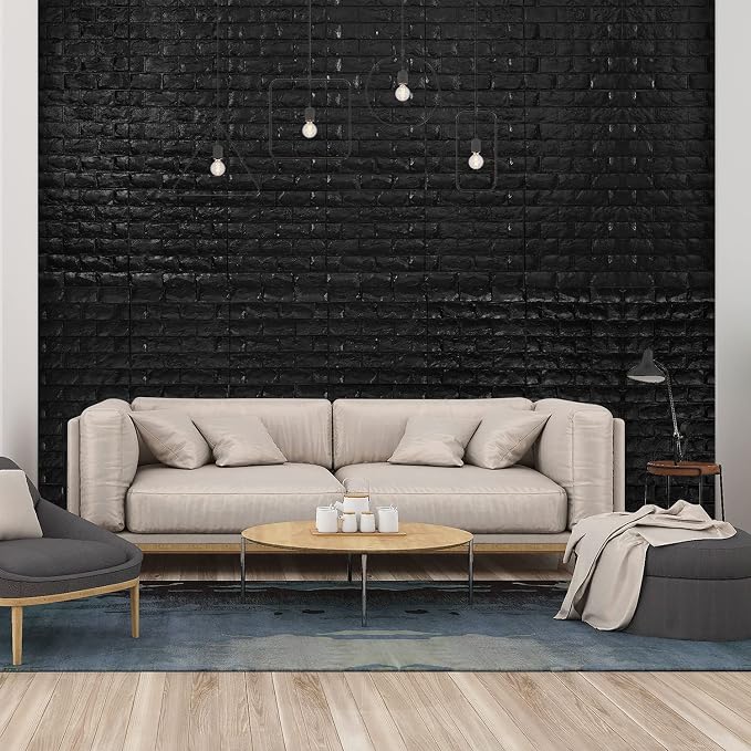 30PCS 3D Wall Panels Peel and Stick Faux Brick Wallpaper Black Self Adhesive Foam Brick Paneling Faux Stone Wall Panels (30PCS, Black) - Image 2