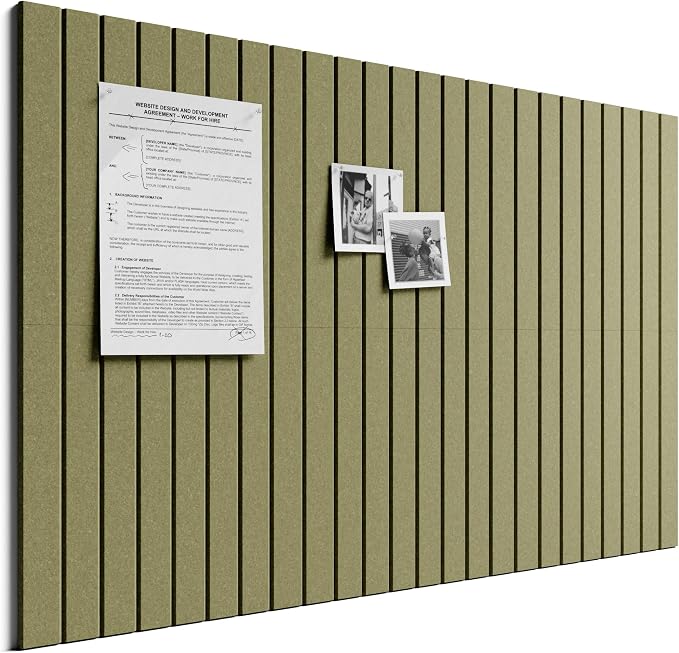 Bumusty 36"x 24" Large Felt Bulletin Board Tiles,Olive Green | 6-Pack Cork Board Alternative, Wall Decor, 30 Pushpins, 30 Adhesive Tabs, Vision Board, Office, Classroom, Home, Dorm by BUMUSTY