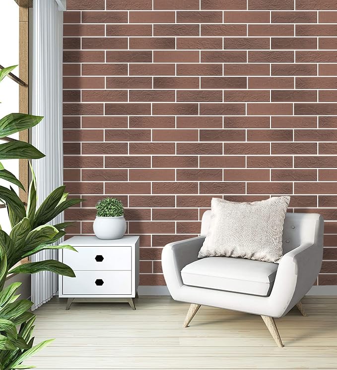 Vintage Brown/Red Faux Brick Wall Tiles, 2 Pieces 3D Thin Brick Veneers - Image 7