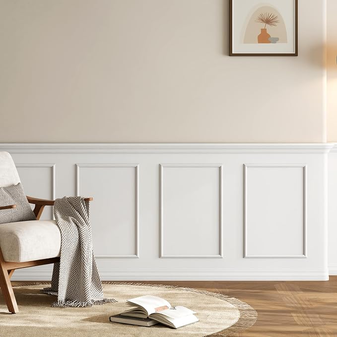 INMOZATA Pre-Cut Peel and Stick Wall Molding Wainscoting Panels, 24" x 16" | Strong Adhesive, Paintable, Easy to install, Ideal for Interior Wall Decor Living Room Bedroom Hallway - Image 6