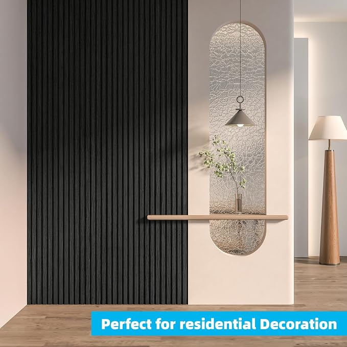 Art3d Wood Slat Wall Panels, Fluted MDF, 6-Pack, 94.6 x 7.4 in, Matte Black | 3D Textured Panels for Accent Walls, Ideal for Living rooms, Bedrooms, Offices, Entryways and Studios - Image 9