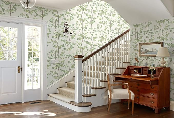 Heroad Peel and Stick Wallpaper Sage Green Tree/Leaf Cottage Contact Paper | Waterproof Removable Botanical Wall Paper for Bathroom,17.3''x385'',Modern Farmhouse Decor Vinyl for Bedroom,Kitchen,Laundry - Image 8