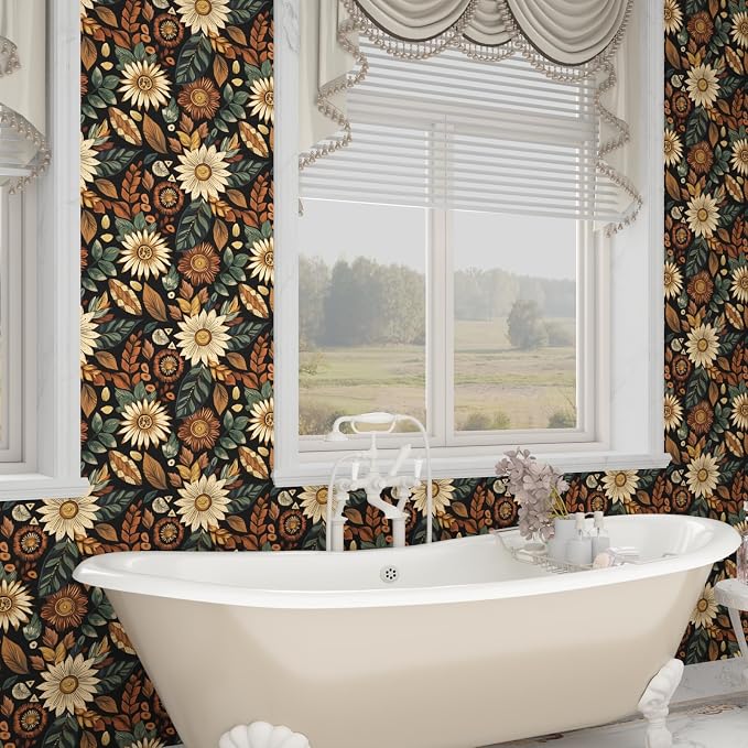 Laatse Boho Wallpaper Peel and Stick 17.5"x118", Black Brown Contact Paper | Self Adhesive/Removable/Waterproof/Thick Vinyl Wall Paper for Bathroom Bedroom Shelf Cabinet Drawer,Prepasted,Easy Peel - Image 6