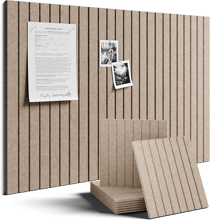 Fluxynara 36" x 24" Large Felt Bulletin Board, Taupe | 6 Pack Cork Board Alternative with 30 Safe Adhesive Tabs, Pin Boards for Wall Decor, Home, Office, Classroom,Dorm by FLUXYNARA