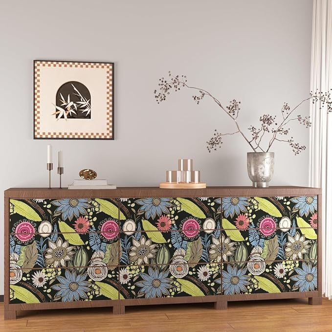 Laatse Boho Wallpaper Peel and Stick 17.5"x118", Dark Green Contact Paper | Self Adhesive/Removable/Waterproof/Thick Vinyl Wall Paper for Bathroom Bedroom Shelf Cabinet Drawer,Prepasted,Easy Peel - Image 4