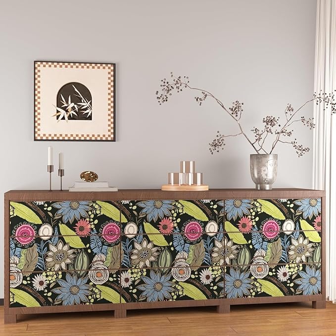 Laatse Boho Wallpaper Peel and Stick 17.5"x393", Dark Green Contact Paper | Self Adhesive/Removable/Waterproof/Thick Vinyl Wall Paper for Bathroom Bedroom Shelf Cabinet Drawer,Prepasted,Easy Peel - Image 4