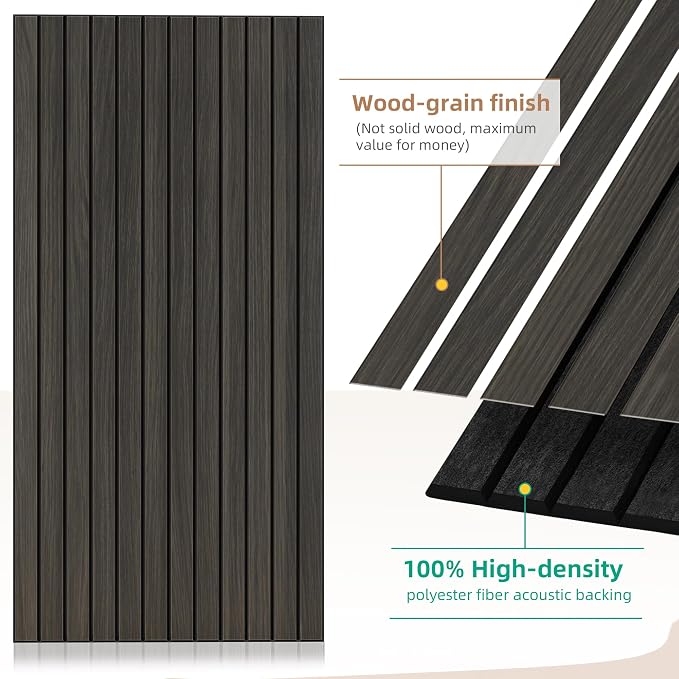 Acoustic Panels,4 Pack 47.2”x23.6” Sound Panels,Rustic Walnut | Simulated Wood Grain Finish Wall Panels,Decorative Sound Proof Foam Panels for Walls for Office,Home Theater,Studio - Image 3