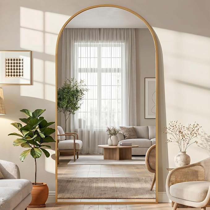 81"x41" Arched Full Length Mirror, Full Body Floor Mirror, Gold by Unknown