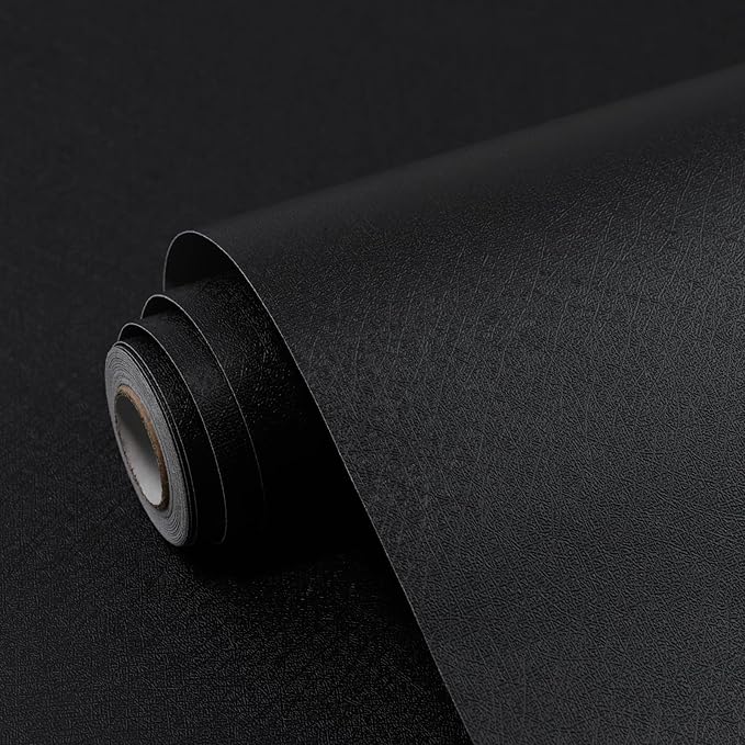 Black Contact Paper Solid Black Peel and Stick Wallpaper 17.3"x300" Matte Self Adhesive Waterproof Vinyl Roll for Bathroom Kitchen Backsplash Cabinets Shelf Liners Drawers by Qianglive