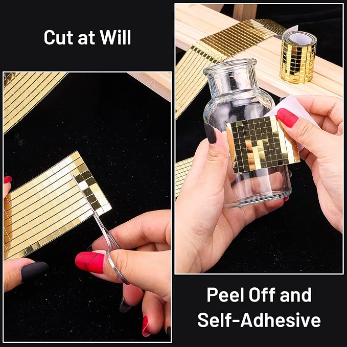 PP OPOUNT 2360 Pieces Self Adhesive Mosaic Tiles,Gold Disco Tiles, 5 x 5 mm - Image 4