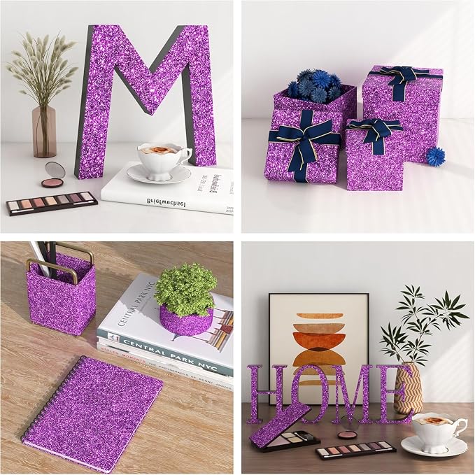 FunStick 3.9"x472" Violet Purple Glitter Wallpaper Border Wall Paper Borders Peel and Stick Modern Mirror Borders for Bathroom Waterproof Glitter Contact Paper for Bedroom Wallpaper Border Sticker - Image 3