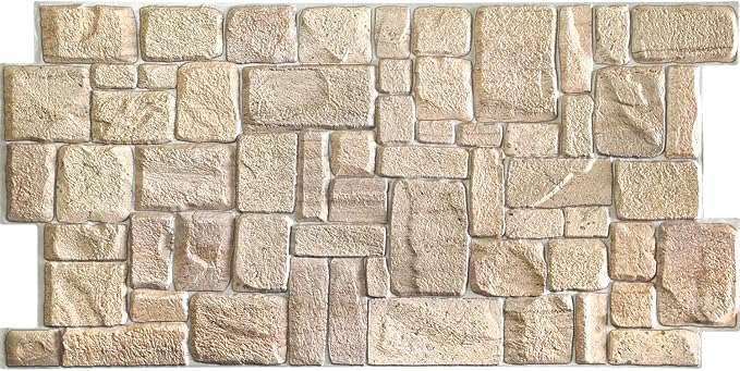 Dundee Deco PG7005-10 Beige Faux Limestone PVC 3D Wall Panel, 3.3 ft X 1.7 ft (98 cm X 50cm), Interior Design Wall Paneling Decor, 5.61 sq. ft. (0.49sq. m) Each, Pack of 10 - Image 4