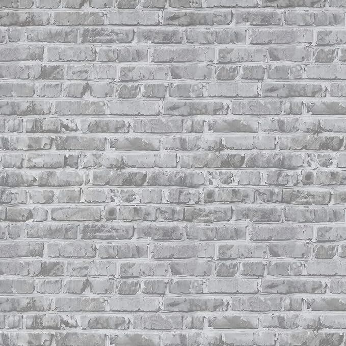 Timeet 17.7" x 472" Grey Brick Wallpaper Peel and Stick Wallpaper Self-Adhesive Wallpaper for Bedroom Living Room Decoration Vinyl Film Roll by Timeet