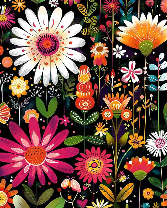 BOKEBEVE Floral Wallpaper Peel and Stick Boho Pink Colorful 17.5 x 118In | Removable Self Adhesive Renter Friendly Vintage Floral Wall Paper for Bedroom Bathroom Cabinet Drawer Feature Accent Wall by BOKEBEVE