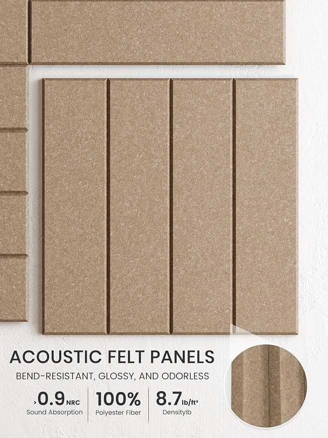 Bumusty 48"x 36" Large Felt Bulletin Board Tiles, Taupe | 12-Pack Cork Board Alternative, Wall Decor, 30 Pushpins, 60 Adhesive Tabs, Vision Board, Office, Classroom, Home, Dorm - Image 3