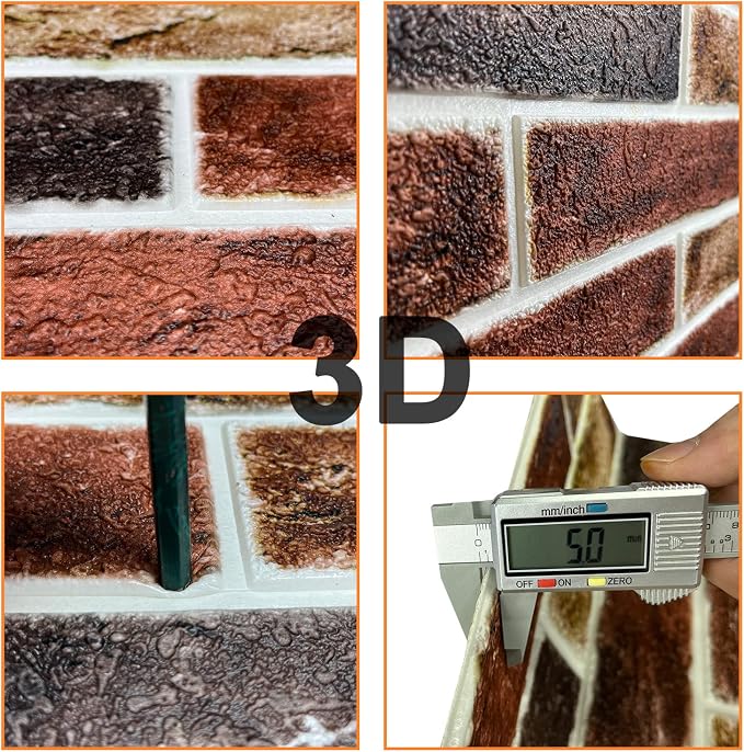 20-Pack 104 Sq.Ft 3D Wall Panels Peel and Stick 3D Faux Brick Wallpaper Peel and Stick Grey Faux Stone Wall Panel Foam Brick Self-Adhesive 3D Wallpaper - Image 5