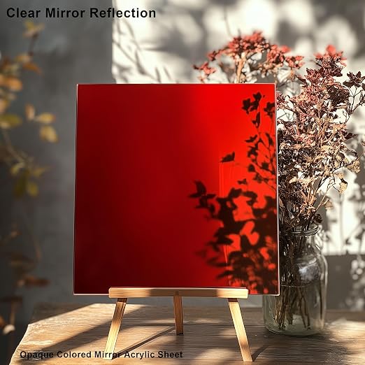 8x8 Inches Deep Red Mirror Acrylic Sheet – 2 Pcs Reflective Acrylic Panel for DIY Crafts, Home Décor & More (20x20 cm) - Image 3