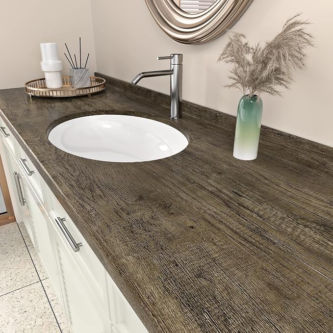 WESTICK Brown Wood Contact Paper Peel and Stick Countertops Waterproof Wood Wallpaper Self Adhesive Wooden Contact Paper Rustic Wooden Grain Vinyl Wrap for Tables Desk Kitchen Cabinets 78" x 15.8" - Image 3