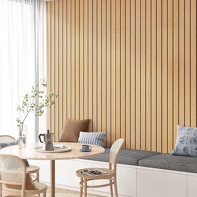Brown Peel and Stick Wood Panels 3D Faux Wood Slat Wall Paneling | Removable Self Adhesive Wooden Slat Panel Wallpaper for Bedroom TV Background Cabinets PVC Plank Stick on Walls 11.8" x 118" - Image 2