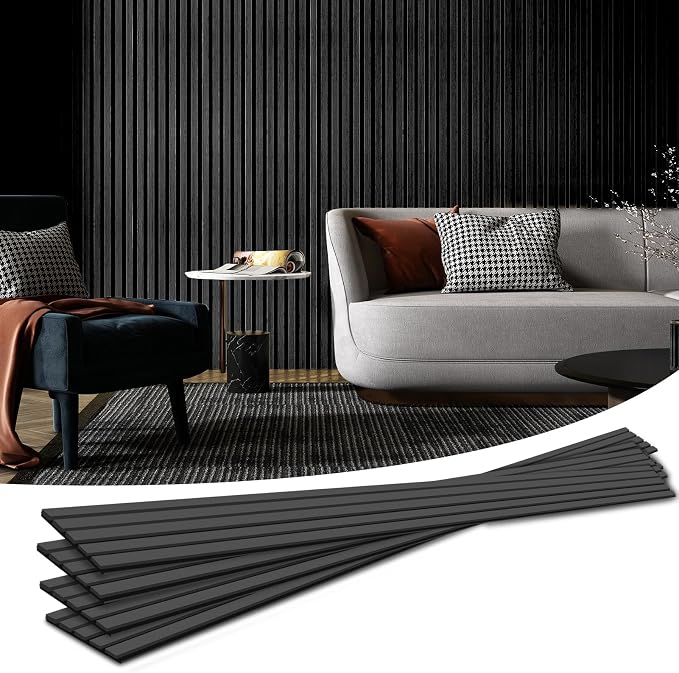 Art3d 4pcs-107 x 8in Slat Acoustic Panel for Wall and Ceiling, 3D Fluted Sound Absorbing Panel with Wood Finish, Black - Image 9