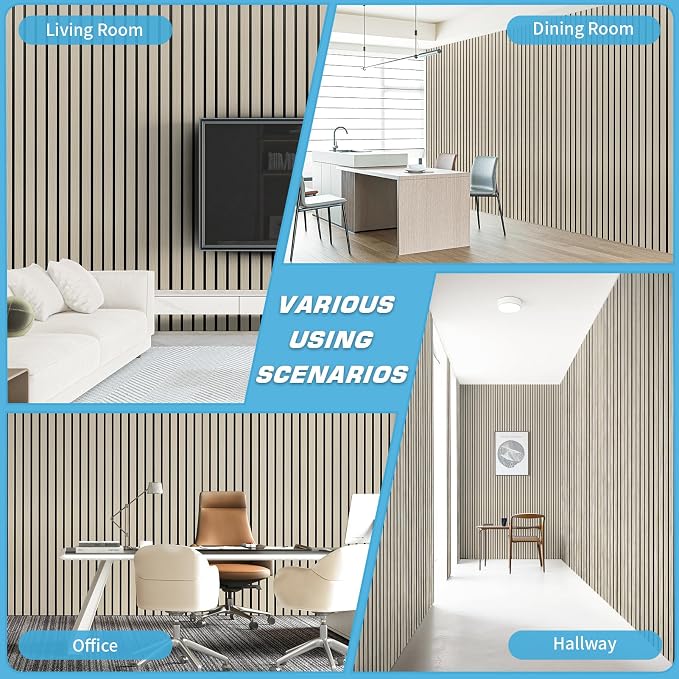 Art3d Six-Grid Design Slim Slat Wall Panels, 104 x 12 Inch, 4-Pack, Oak | Lightweight, Wainscoting, Waterproof, Easy to Clean, Sturdy, Glue on, Elegant Style, for Bedroom, Office, Home Improvement - Image 4
