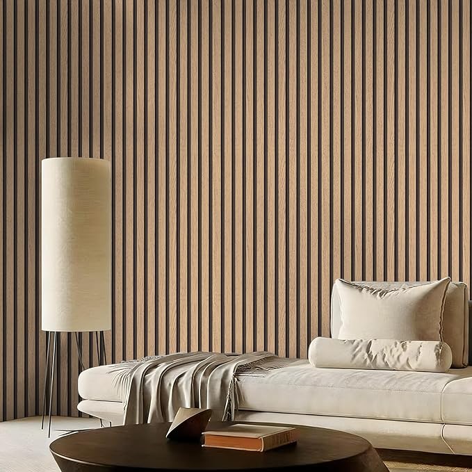 myforHD Wallpaper Peel and Stick Wood Grating Stripe Self-Adhesive Wallpaper Faux Wood Contact Paper Wood Slats Self Adhesive Wall Paper PVC Vinyl Film Removable Waterproof 17.3" x 236" - Image 9