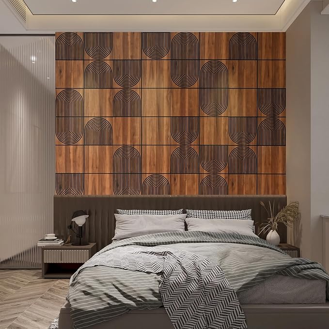 3D Wall Panels, 4-Pack 62 Sq Ft, Teak Wood Grain Peel and Stick Wall Panels, Self-Adhesive PVC Wall Paneling for Living Room, Bedroom & Accent Wall - Image 3