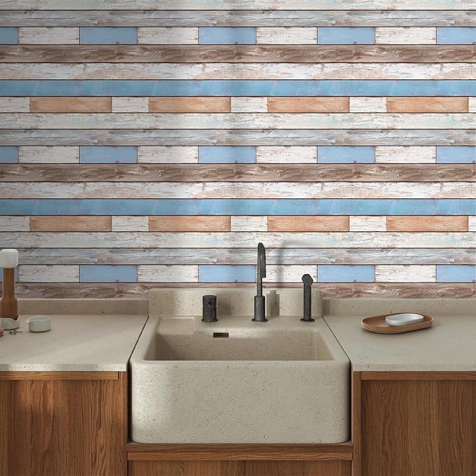Commomy Faux Wood 3D Wall Sticker Peel and Stick Tiles 10 Pcs 11.8" x 11.8" | Ultralight Thin PVC Wood Grain Wallpaper Tiles for Quick DIY Wall Paneling Decor(9.7sq.ft) - Image 2