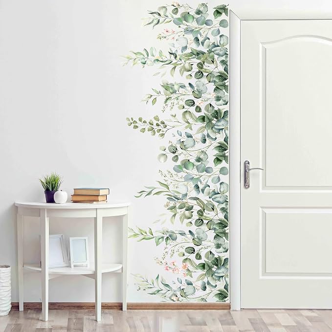 Large Green Leaves Wall Decals,Plants Wall Decals,Floral Flower Wall Decals | Peel and Stick Hanging Vines Eucalyptus Wall Stickers,Wall Decor,for Bedroom,Living Room,Offices,Nursery,Classroom,Ceiling - Image 7