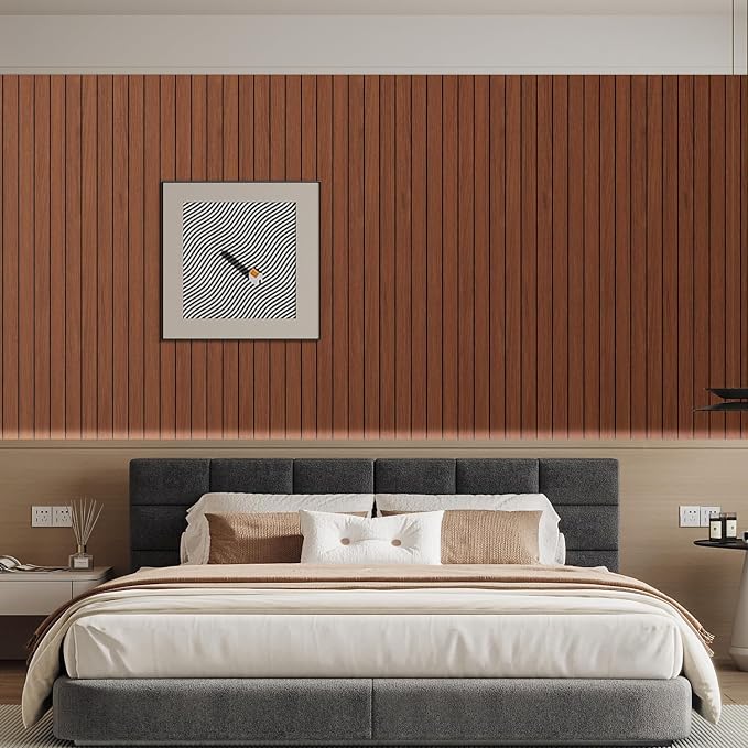 Arthome Peel and Stick Slat Wall Panels 15.7"x360",Self-Adhesive PVC Wood Grain Wallpaper Panel,3D Thick Faux Soundproof Backsplash Accent Wall Tile for Walls & Furniture (Walnut- Coverage 39.2 Sq.ft) - Image 3
