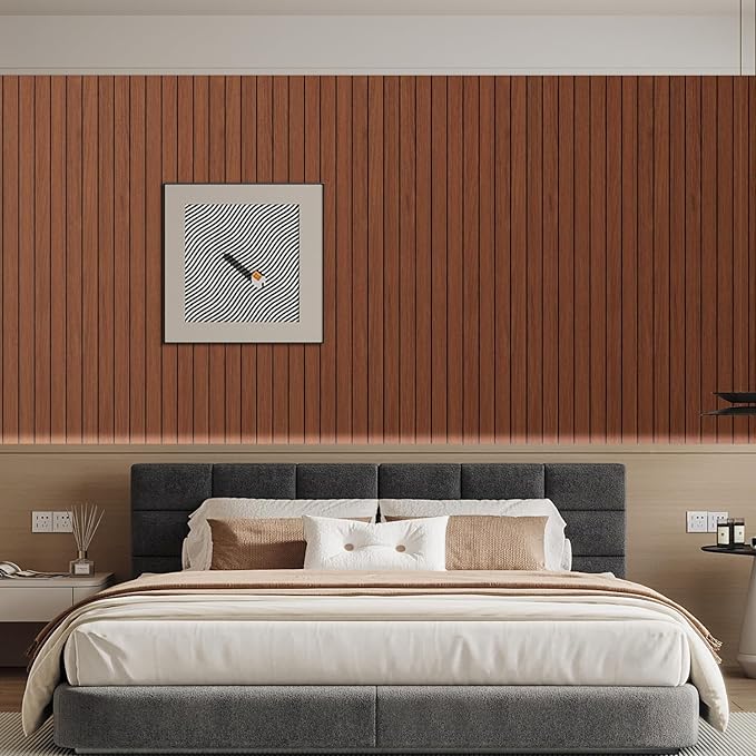 Arthome Peel and Stick Slat Wall Panels 15.7 "x240,Self-Adhesive PVC Wood Grain Wallpaper Panel,3D Thick Faux Soundproof Backsplash Accent Wall Tile for Walls & Furniture (Walnut Coverage 26 Sq.ft) - Image 4