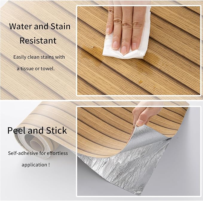 Haimin Wood Grain Slat Wall Panels Peel and Stick Faux Wood Thick Wallpaper | 118"x15.75" Waterproof PET & IXPE Foam Paneling Adhesive Smooth Beadboard Wallpaper Wall Covering Panels (Yellow Oak) - Image 6