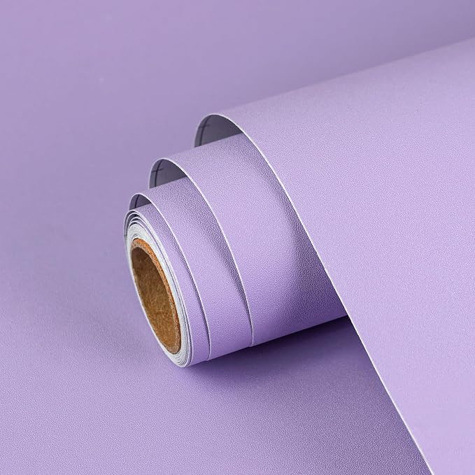 Purple Peel and Stick Wallpaper Solid Purple Contact Paper A Set of 23.6"x236" Matte Self Adhesive Waterproof Vinyl Roll for Wall Coverings,Cabinets,Countertops,Bedroom,Kitchen by SOONAFTER