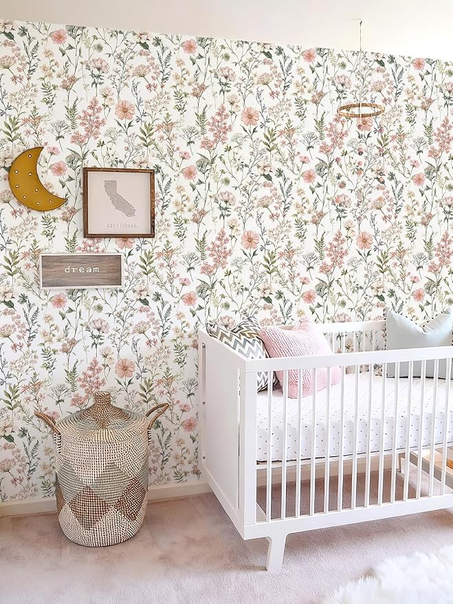 Orainege Pink Floral Peel and Stick Wallpaper Self Adhesive Wallpaper | Removable Wallpaper 17.3inx118.1in Modern Wall Paper for Bedroom Bathroom Green Leaf Contact Paper for Cabinets - Image 7