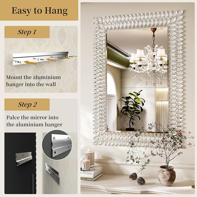 Kelly Miller 28"x40" Jeweled Luxury Rectangle Decorative Wall Mirror - Image 5
