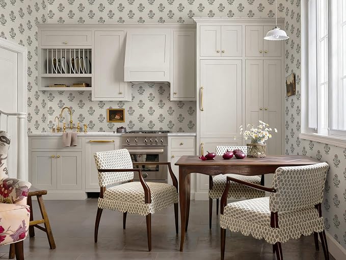 Heroad Pink Floral Wallpaper Cottage Peel and Stick Wallpaper 17.3''x196'' Faux Linen Texture Contact Paper for Cabinets Removable Self-Adhesive Wall Paper for Bedroom Kitchen Renter Friendly Vinyl - Image 7