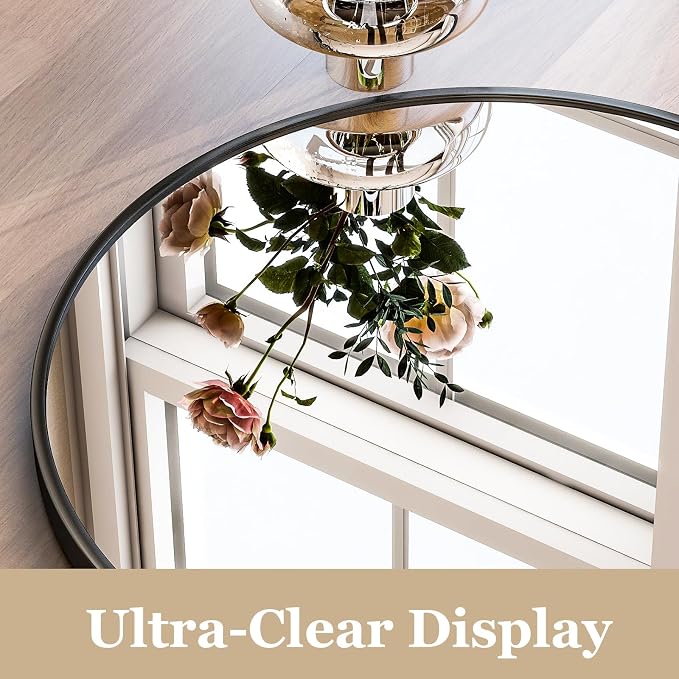 HARRITPURE 16"x24" Arched Bathroom Mirror - Black Wall Mounted Mirror - Black Arch Mirror - Aluminum Alloy Frame Bathroom Mirror Living Room, Bedroom, Bathroom and Entryway - Image 4