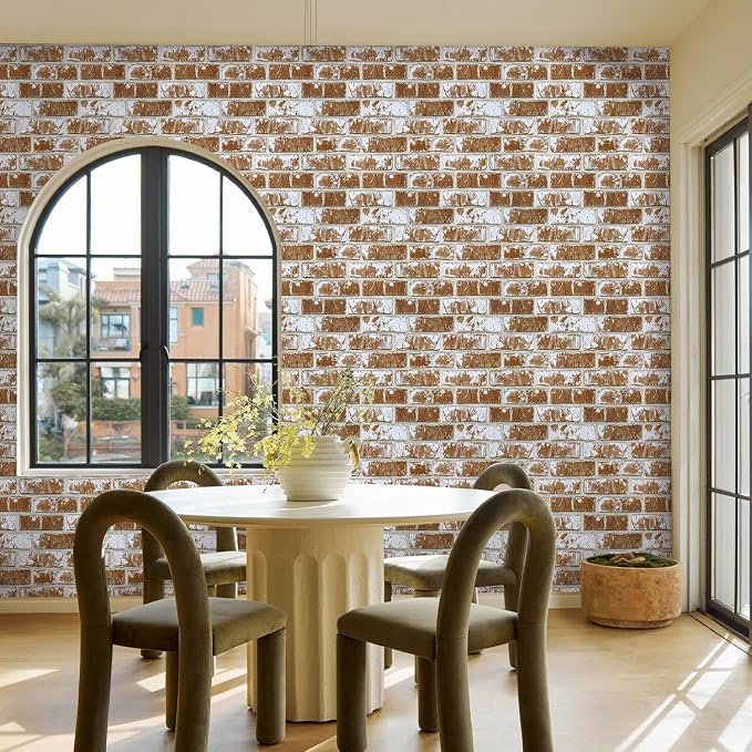 Commomy Faux Brick Wall Panels Peel and Stick Thin PVC 10 Pcs 11.8" x 11.8" | Small Size Thin PVC Quick Wall Covering Home Decor for Kitchen,Fireplace,Home Office (Covers 9.7 sq.ft) - Image 2