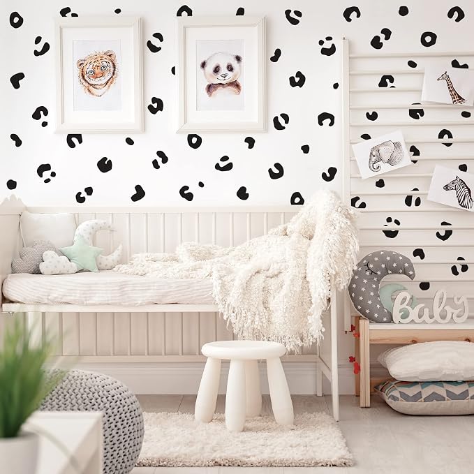 Black Cheetah Spot Wall Decals, Modern Leopard Print Wall Décor | Matte vinyl animal spots stickers. Create a safari jungle accent wall. Peel and stick for kid, nursery, bedroom, living room. - Image 2