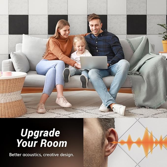 TONOR 18 Pack Acoustic Panels Self-adhesive, 11.6"x 11.6"x 0.4" Square Soundproof Wall Panels, Noise Dampening Insulation Treatment Wall Decor Sound Absorbing Padding for Recording Studio Home, White - Image 4