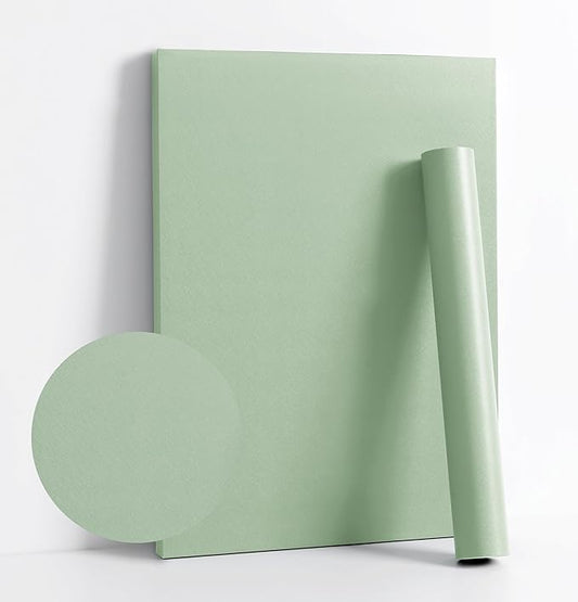 Dimoon 118''x23.6'' Green Peel and Stick Wallpaper Contact Paper Modern Self Adhesive Wall Paper Removable Renter Friendly Textured Solid Color Shelf Cabinet Vinyl Roll (118''x23.6'',Light Green) by DIYYOURMOON