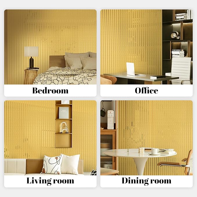 23.62" x 110.24"Peel and Stick Wallpaper Self Adhesive Stripe Wall Covering | 2mm Thick 3D Modern Glossy Stripe Textured Vinyl Wall Panels Waterproof Renter Friendly Soundproof Wall Paper Roll for Walls - Image 9