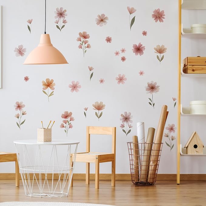 Flower Wall Decals - Peel and Stick Large Floral Flowers Wall Stickers,Removable Flower Home Decor Art for Kids Living Room, Bedroom, Nursery Decor Wall Corner Decor (Flower Wall Decals) - Image 3