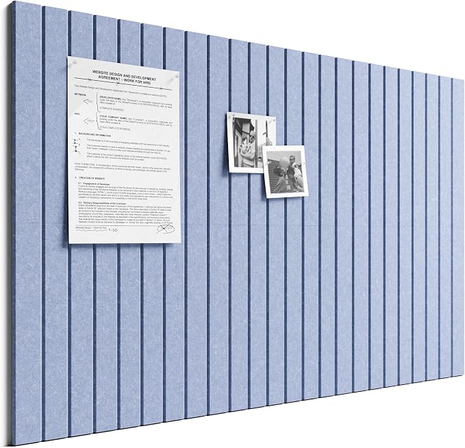 Bumusty 36"x 24" Large Felt Bulletin Board Tiles,Soft Periwinkle | 6-Pack Cork Board Alternative, Wall Decor, 30 Pushpins, 30 Adhesive Tabs, Vision Board, Office, Classroom, Home, Dorm by BUMUSTY