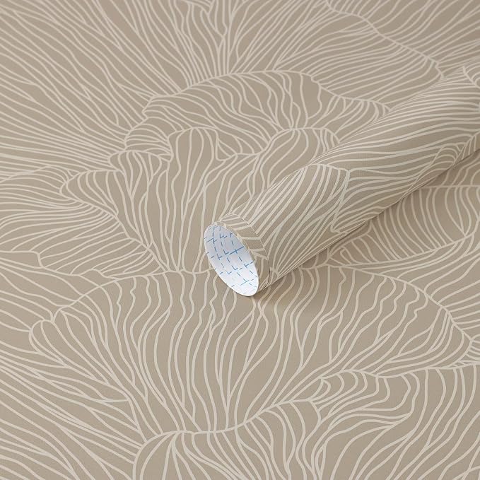 Heroad Peel and Stick Wallpaper Boho Brown Contact Paper 17.3"x78.7" Striped Wall Paper Modern Removable Self Adhesive Wallpaper for Bathroom Bedroom Cabinet Waterproof Neutral Wall Decor Vinyl Roll by HeroadBrand