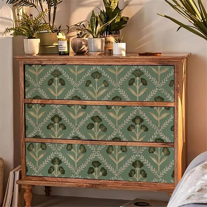 Orainege Peel and Stick Wallpaper Vintage Floral Wallpaper Self Adhesive | 16.9in x196.8in Boho Contact Paper Removable Wall Paper for Cabinets Bedroom Bathroom Waterproof Vinyl - Image 5