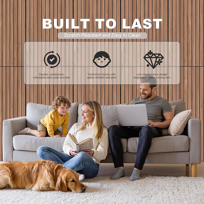 WoveN SounD Acoustic Wall Panels, Teak, 10 Pack, 47.2x23.6 in | Self-Adhesive, Peel and Stick, NRC 0.95, Premium Sound, Echo Proof, Slat Decor, Studio, Home, Office, Media Room - Image 6