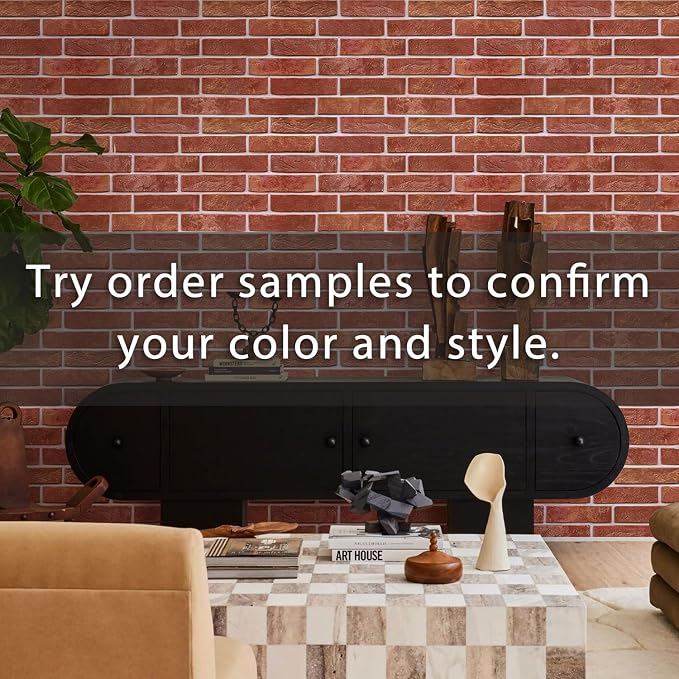 Commomy Peel and Stick Faux Brick 3D Wall Panels 12 pcs of 22.8" x 11.8" | Thin & UrltraLight PVC Fake Brick Wall Paneling for Living Room,Home Office Interior Home Wall Decor(Covers 22.48 sq.ft) - Image 3
