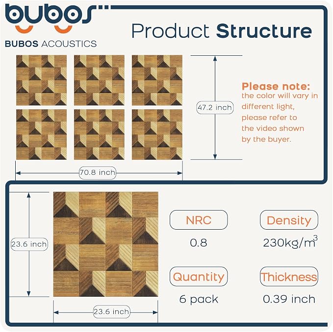 BUBOS 6 Pack Art Acoustic Wall Panels,70.8”x47.2”Self Adhesive for Home Decor | Peel and Stick, for Home Office, Studio & Wall Decor Sound Treatment, Wall Panels for Noise Reduction & Stylish Room - Image 2